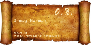 Ormay Norman névjegykártya
